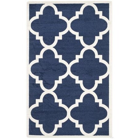 Safavieh Amherst Power Loomed Rectangle Rug- Navy - Beige- 2 ft. 3 in. x 11 ft. AMT423P-211